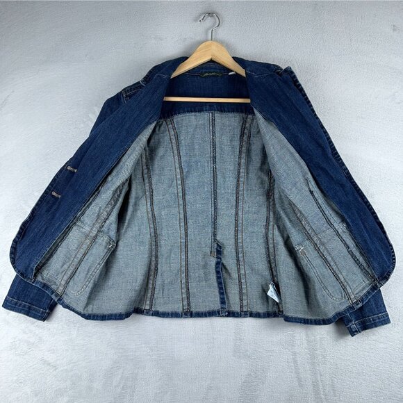 Eddie Bauer Women's Blazer Style Denim Jacket Size X Large Single Breasted Blue - Picture 3 of 12